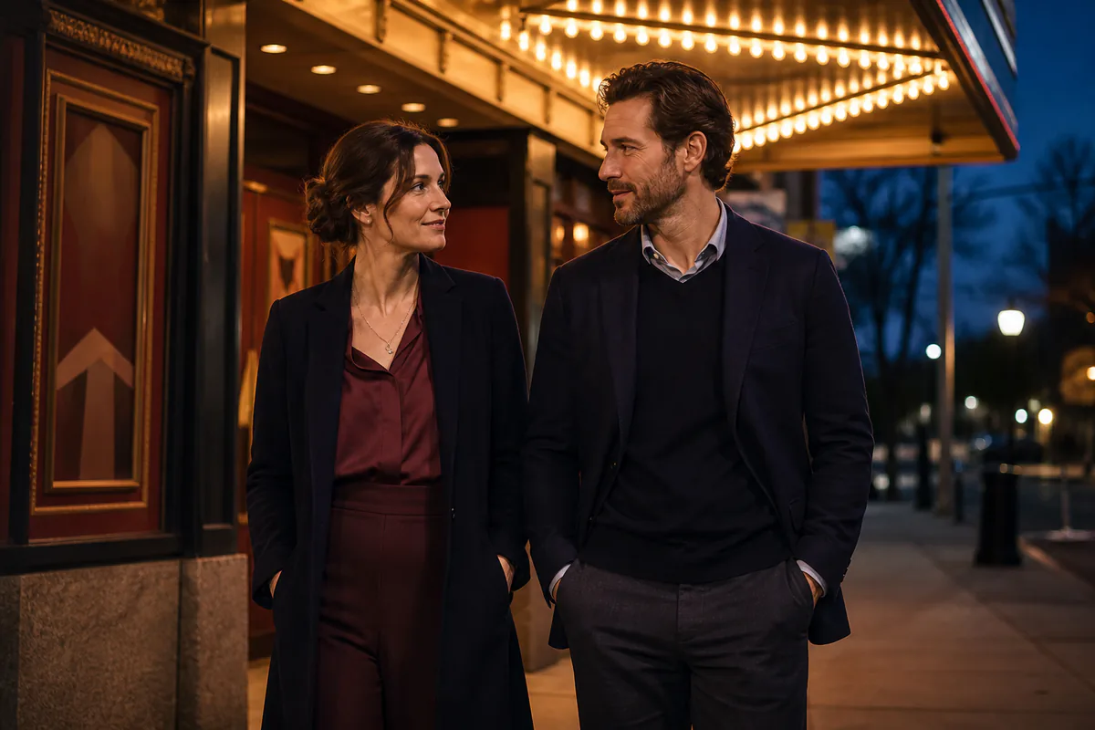 Adult man and woman sharing a thoughtful walk after an honest evening date