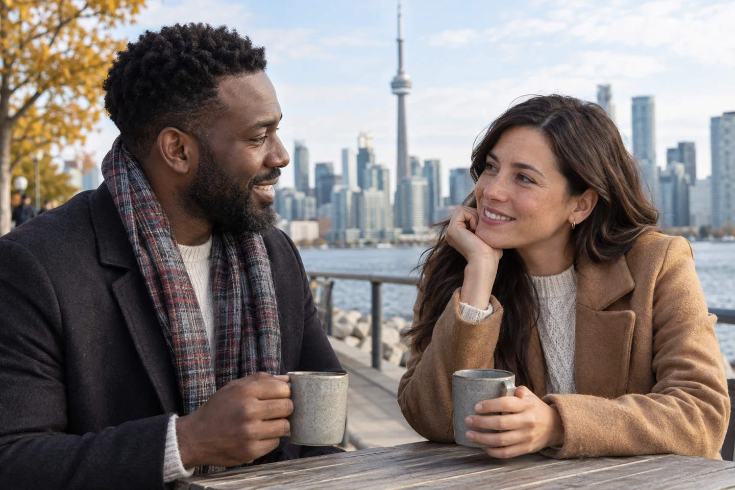 Models illustrating a couple enjoying a date; not real members