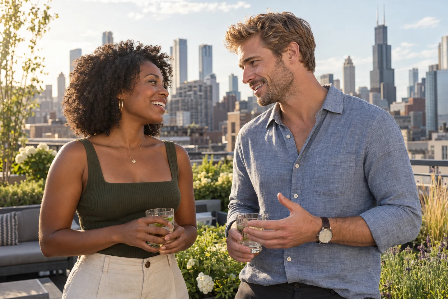 Adult couple enjoying a relaxed date in the United States